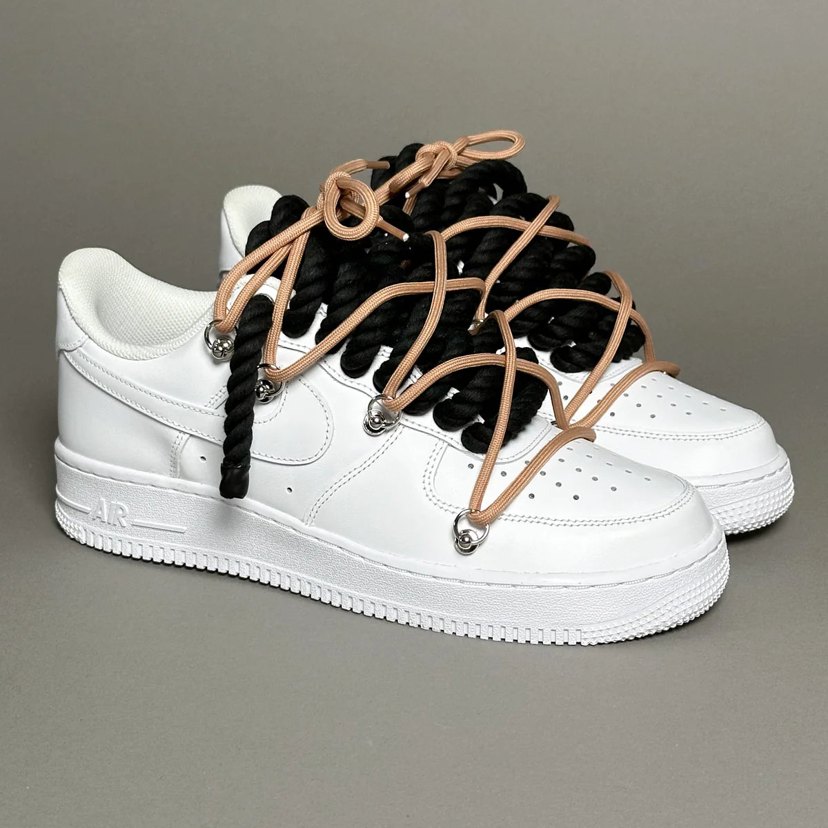 Af1 blanc Rope noir & lacet marron