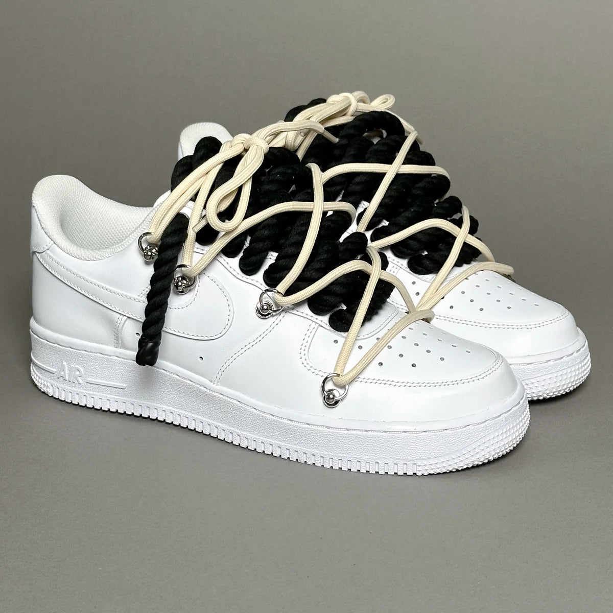 Af1 blanc Rope noir & lacet beige