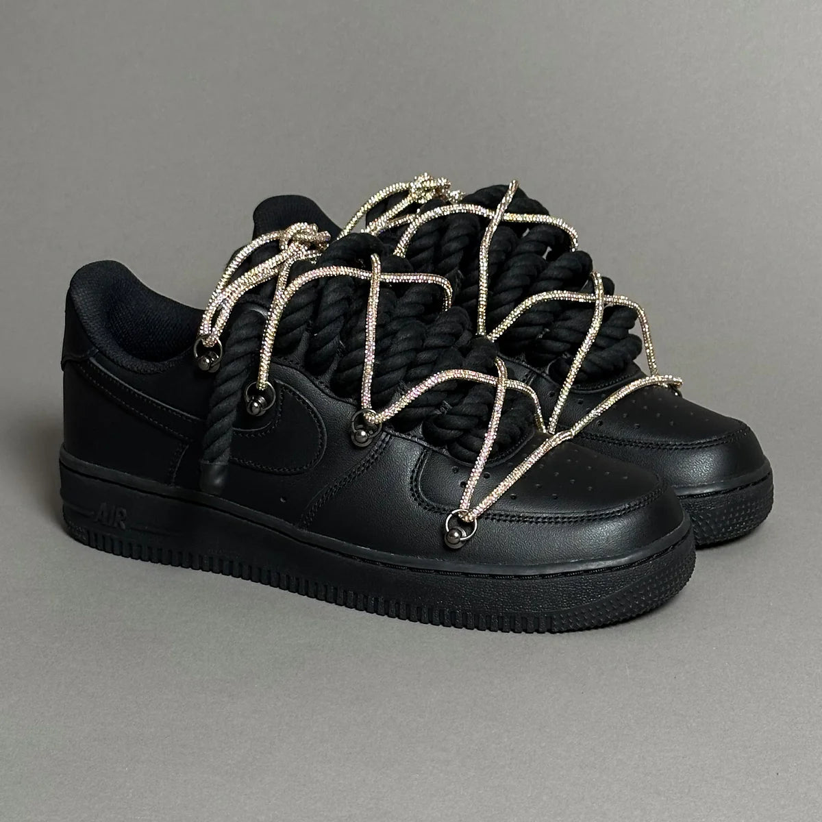 Af1 noir Rope noir & lacet strass beige