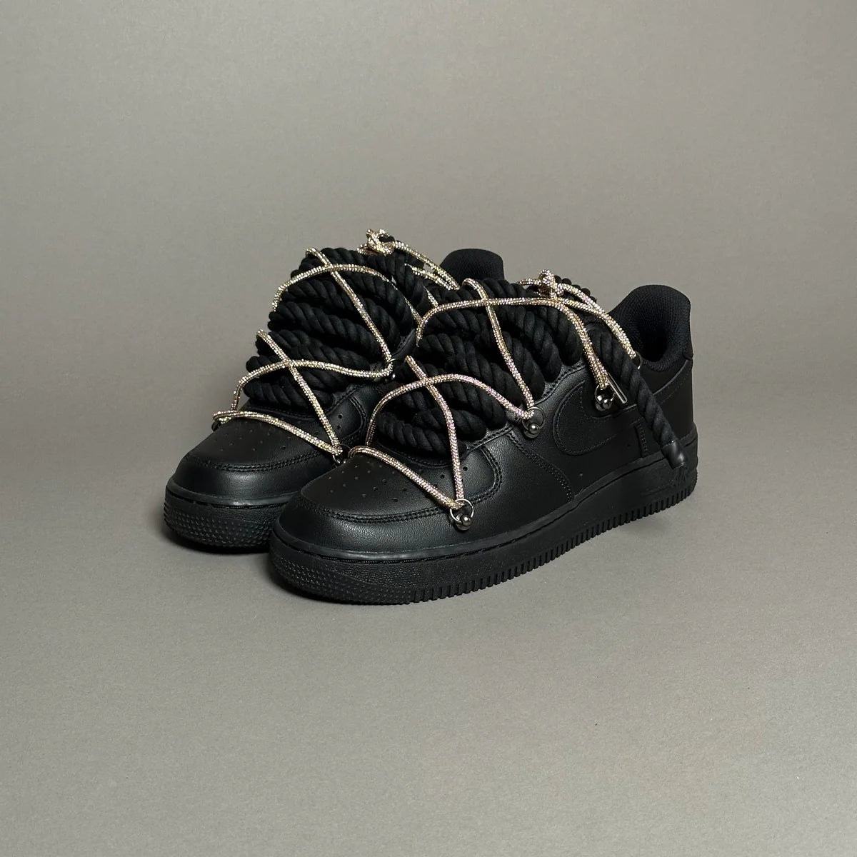 Af1 noir Rope noir & lacet strass beige