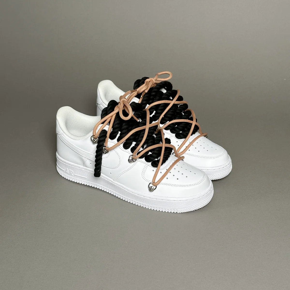 Af1 blanc Rope noir & lacet marron