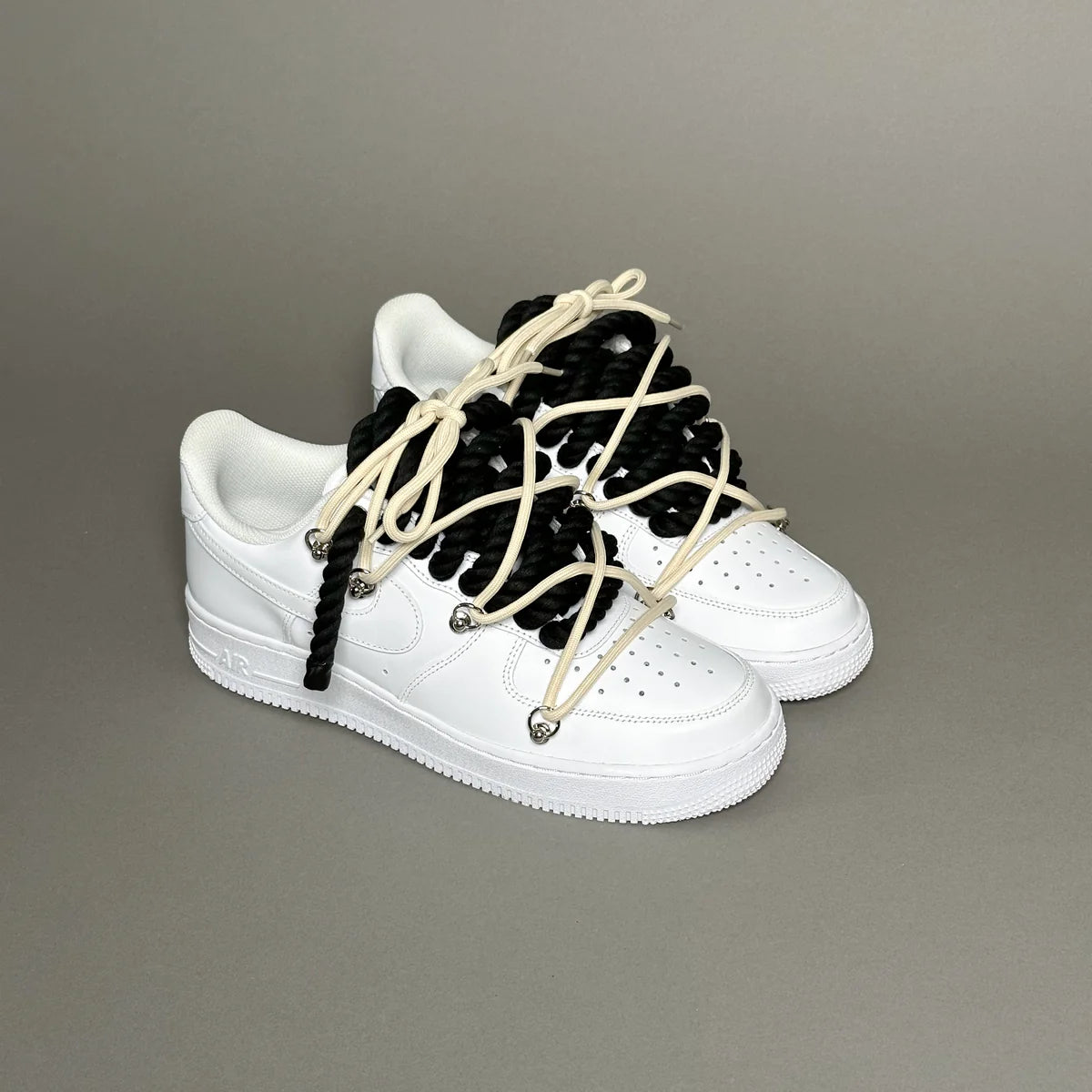Af1 blanc Rope noir & lacet beige