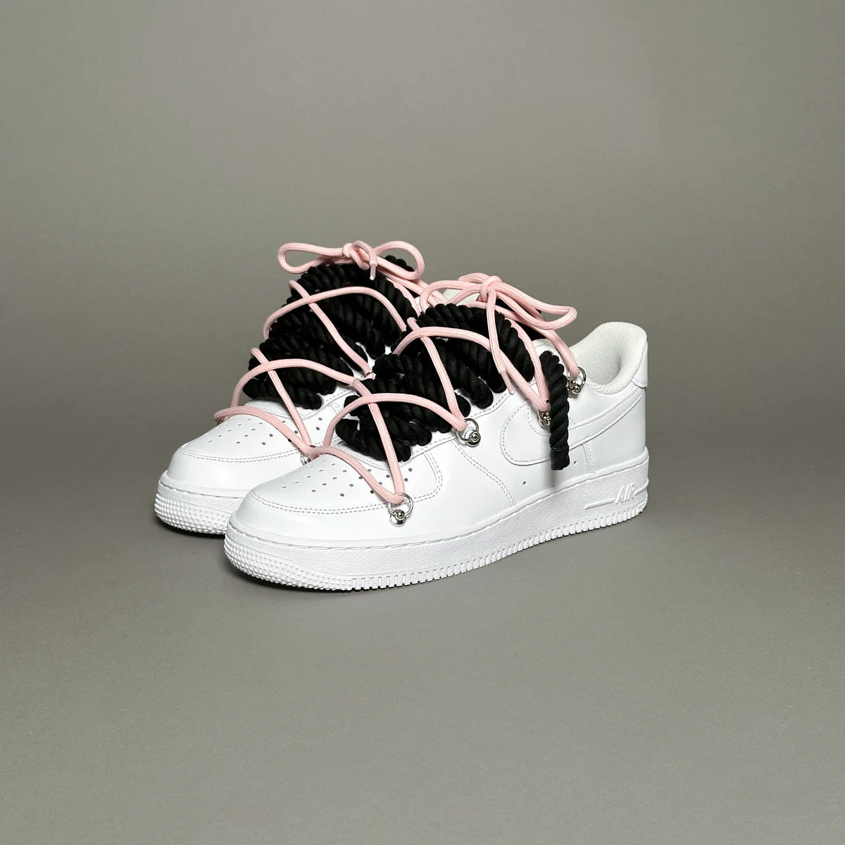 Af1 blanc Rope noir & lacet rose