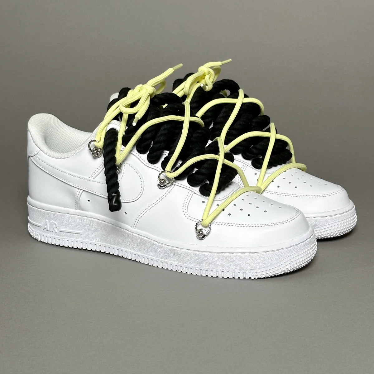 Af1 blanc Rope noir & lacet vert fluo