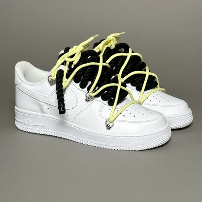 Af1 blanc Rope noir & lacet vert fluo