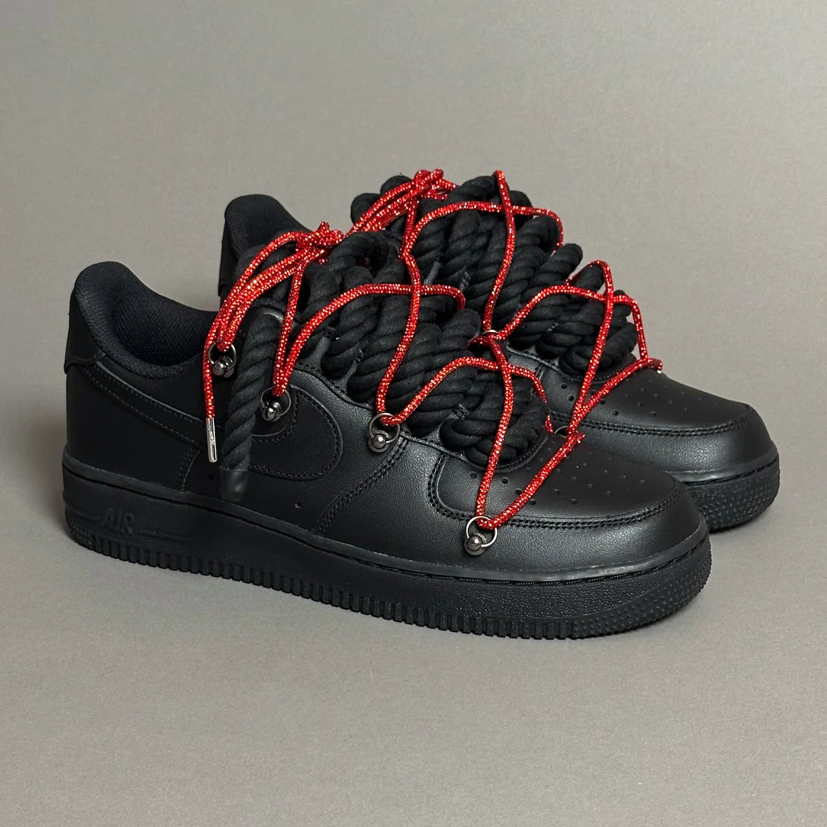 Af1 noir Rope noir & lacet strass rouge