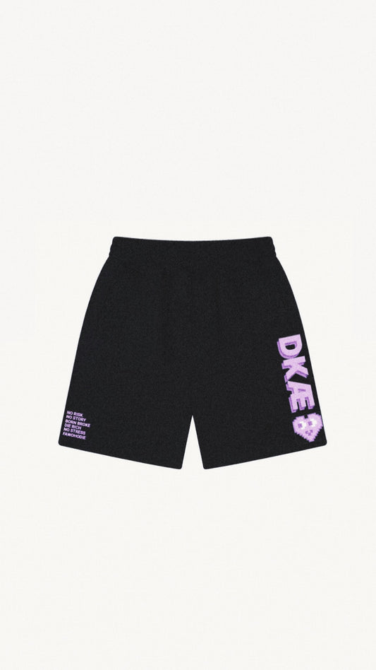 SHORT MIXTE NOIR HEART PIXEL VIOLET