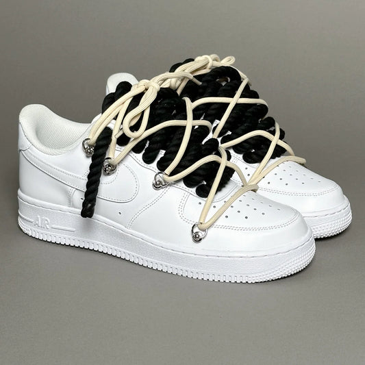 Af1 blanc Rope noir & lacet beige