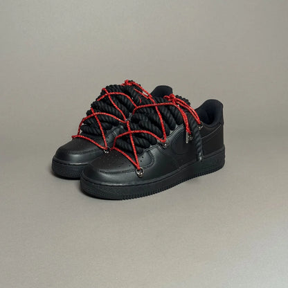Af1 noir Rope noir & lacet strass rouge