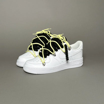 Af1 blanc Rope noir & lacet vert fluo