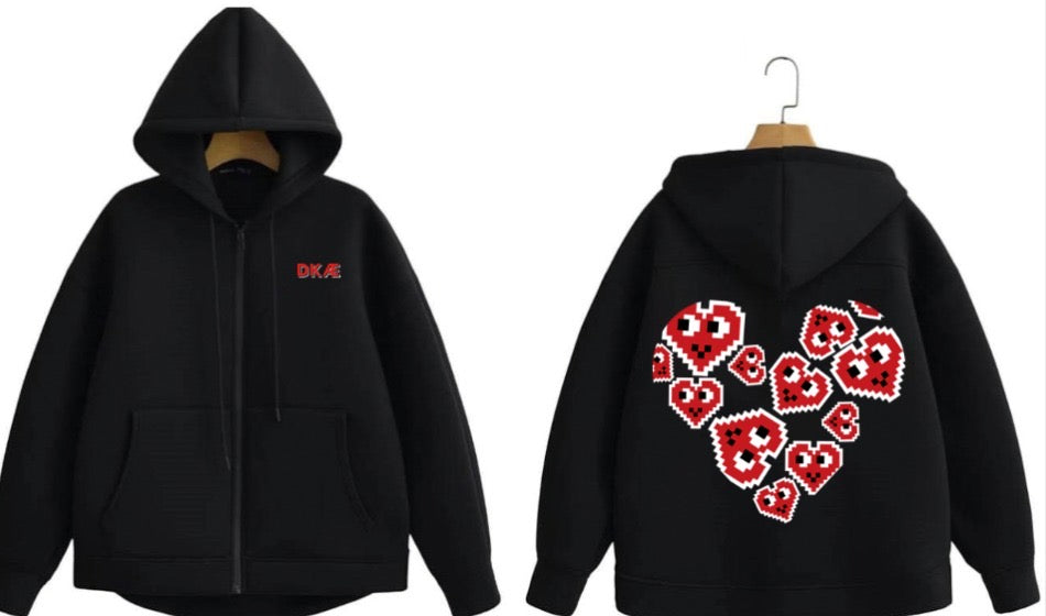 DKAE HEART PIXEL ZIP-UP SWEATSHIRT