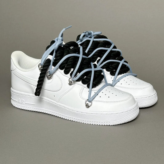 Af1 blanc Rope noir & lacet bleu