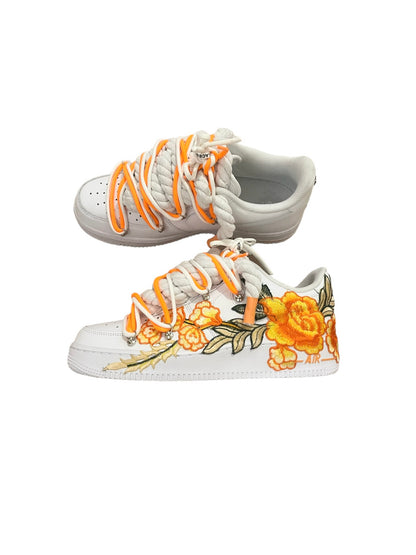 AF1 ROPE BLANC FLEURS ORANGE