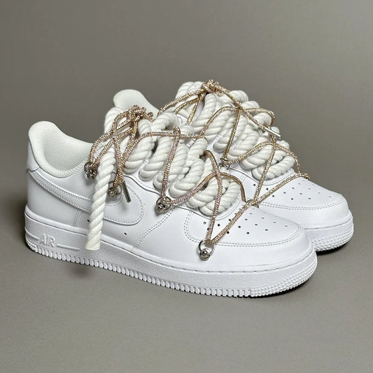 Af1 Rope & lacet strass beige