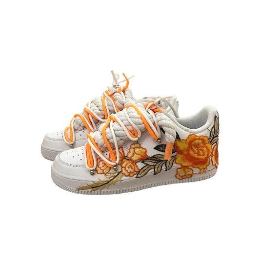 AF1 ROPE BLANC FLEURS ORANGE