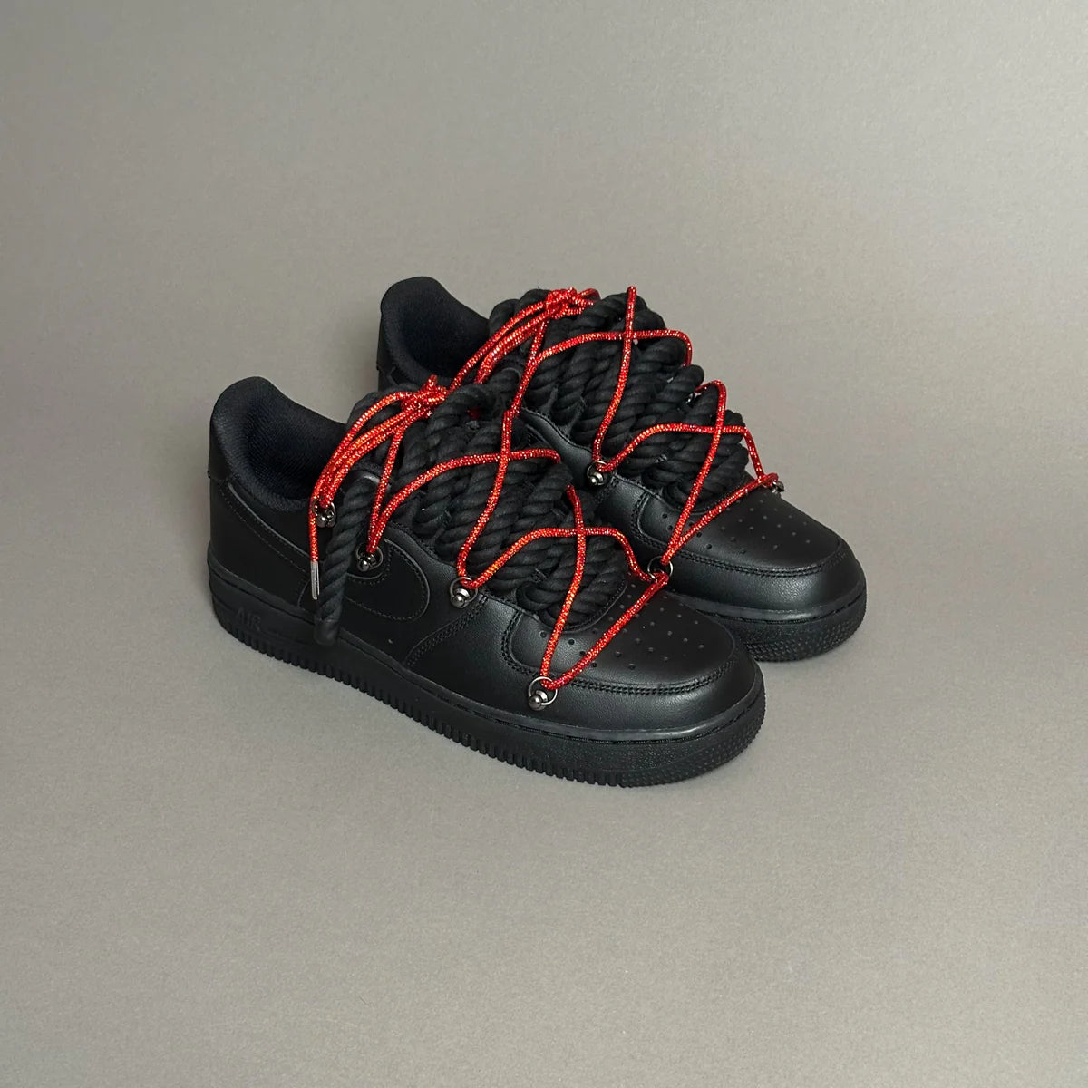 Af1 noir Rope noir & lacet strass rouge
