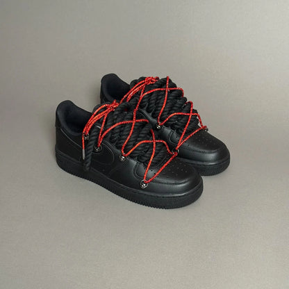 Af1 noir Rope noir & lacet strass rouge