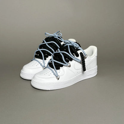 Af1 blanc Rope noir & lacet bleu