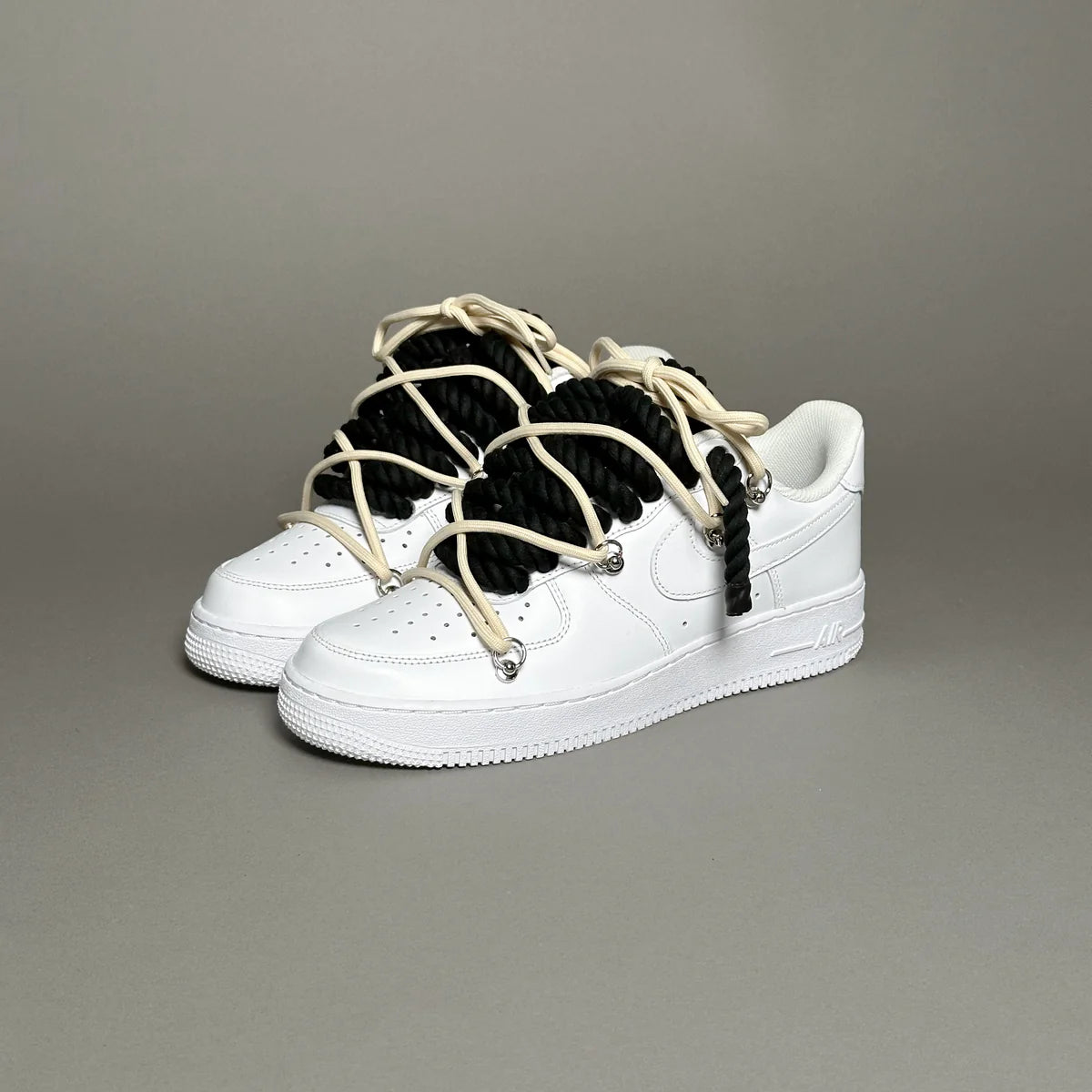 Af1 blanc Rope noir & lacet beige