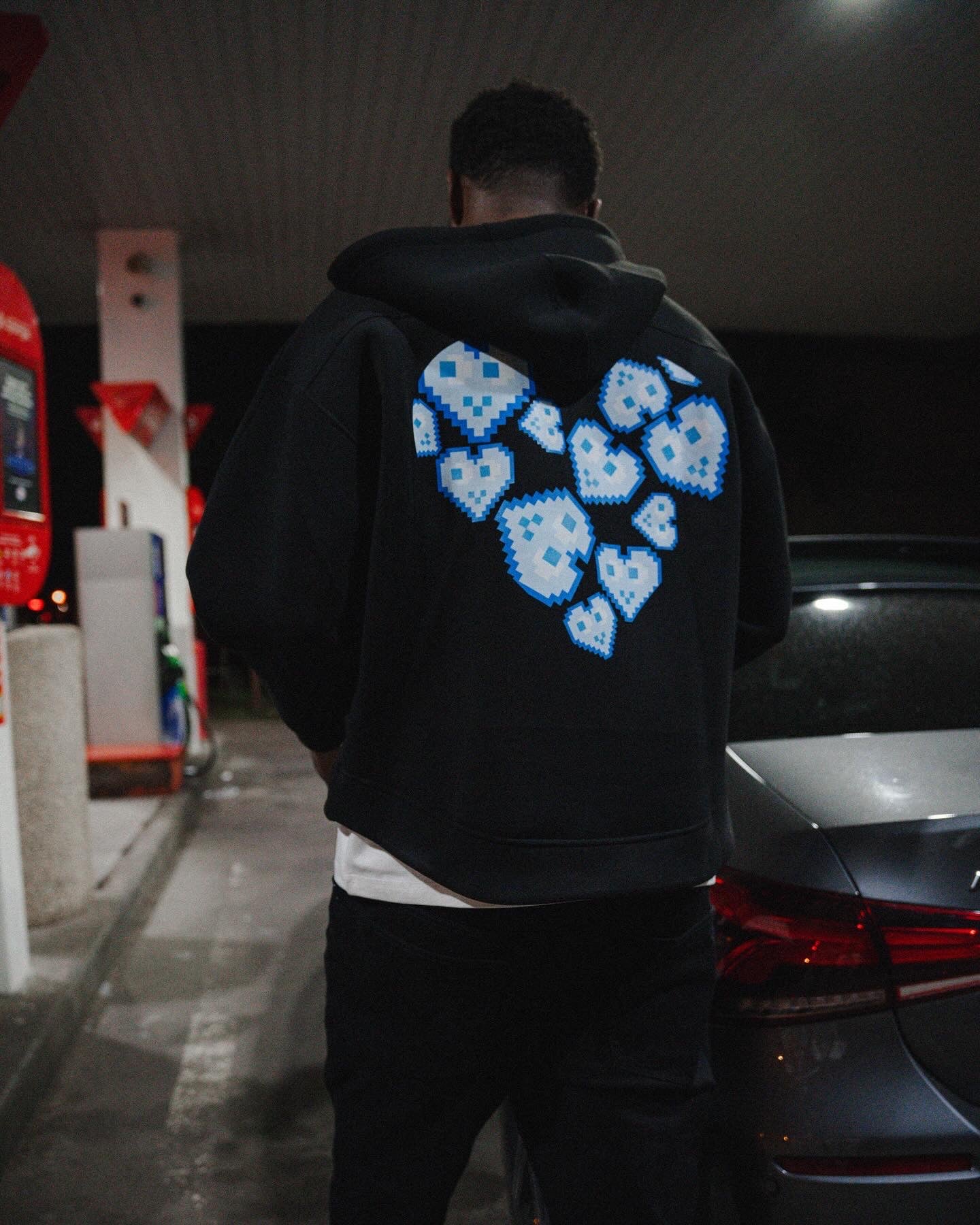 ZIP-UP SWEATSHIRT DKAE HEART PIXEL BLUE