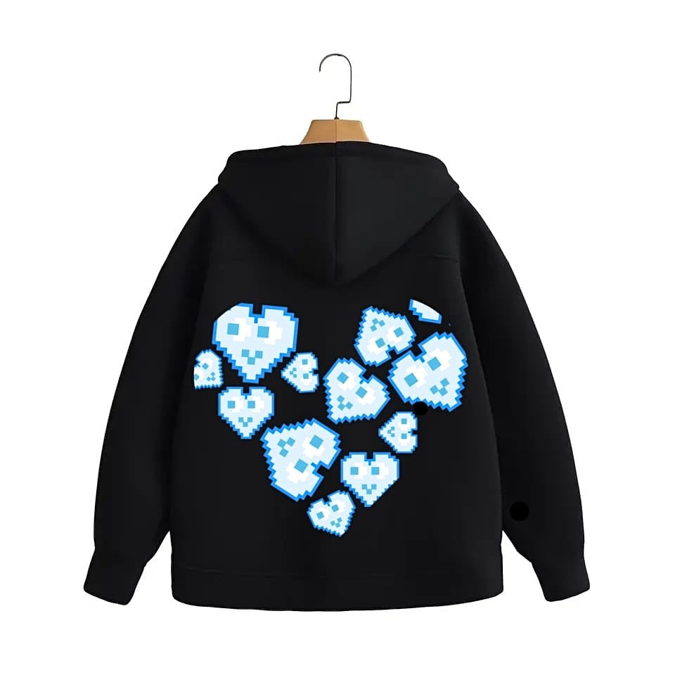 SWEAT MIXTE ZIPPE DKAE HEART PIXEL BLUE