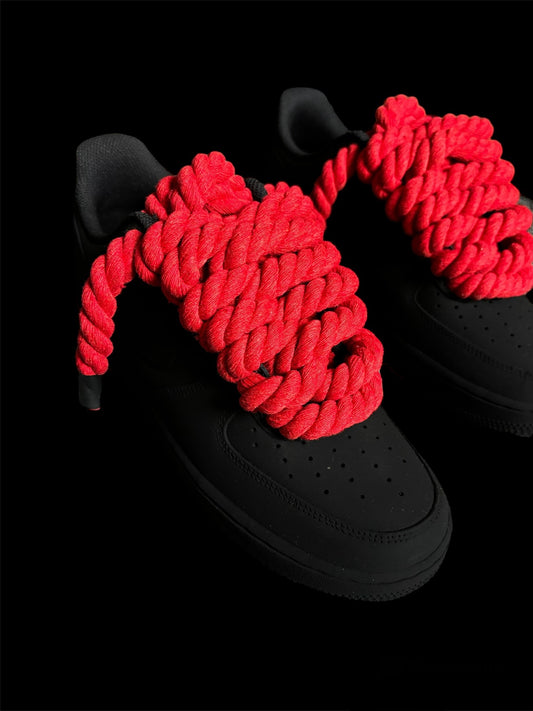 CUSTOM AF1 FULL BLACK ROPE ROUGE