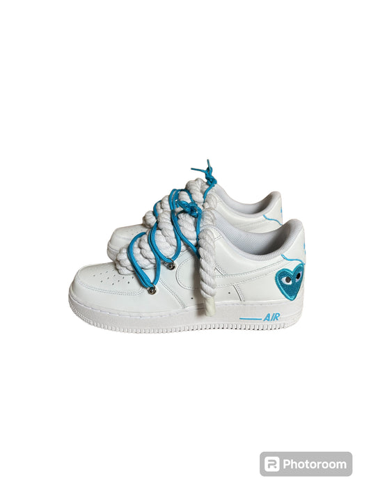 AF1 ROPE BLANC COEUR BLEU